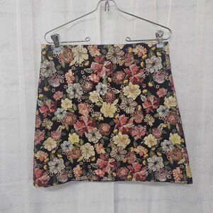 Loft Mini Skirt Black Pink Floral Tapestry Boho Fairy 6